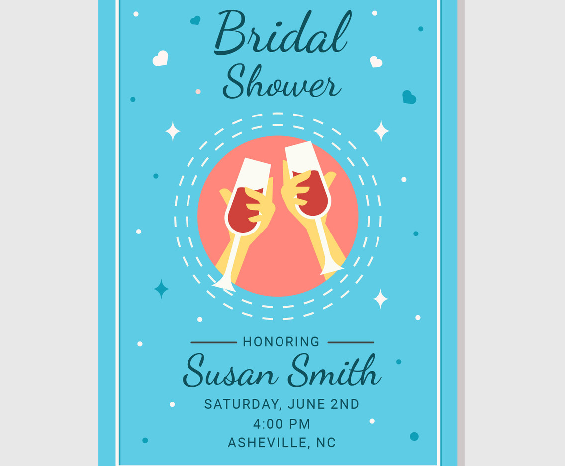 Bridal Shower Poster With Champagne Toast Vector