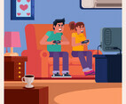 Couple On Couch Playing Games