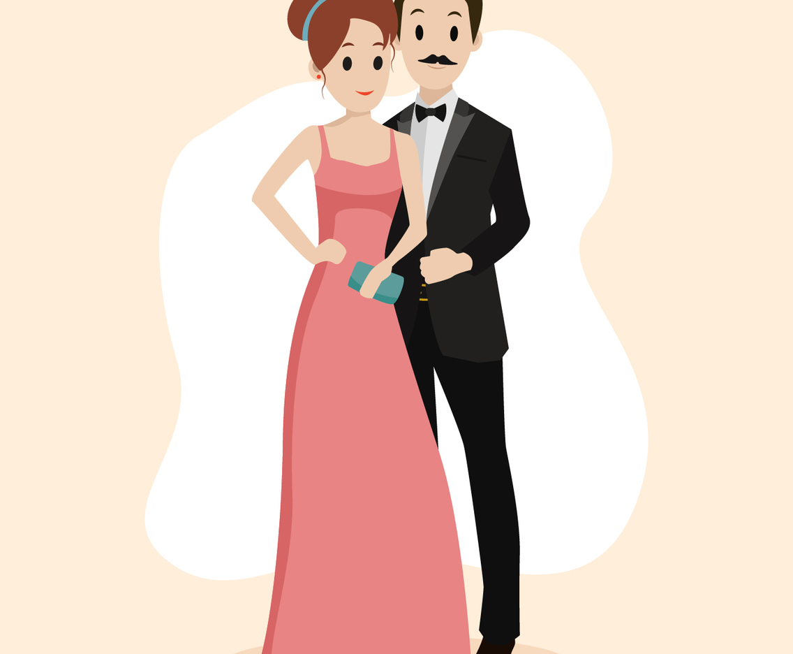 Couple in formalwear illustration