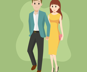 Couple in formal wear illustration