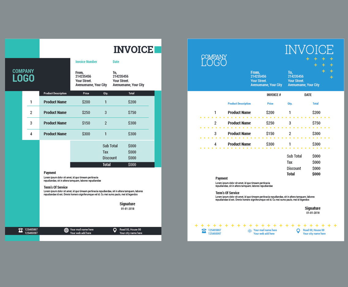 Modern Invoice Template Design for Business