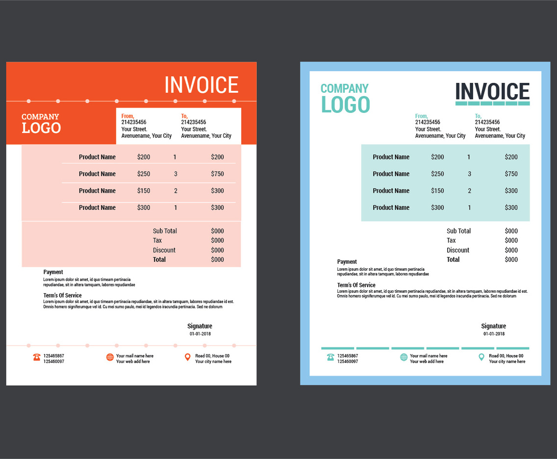 Custom Invoice Template Layout Design