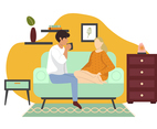 Couple Sitting On Sofa