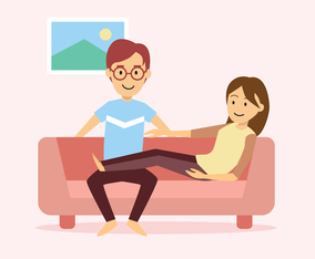 Chill Couple on couch illustration