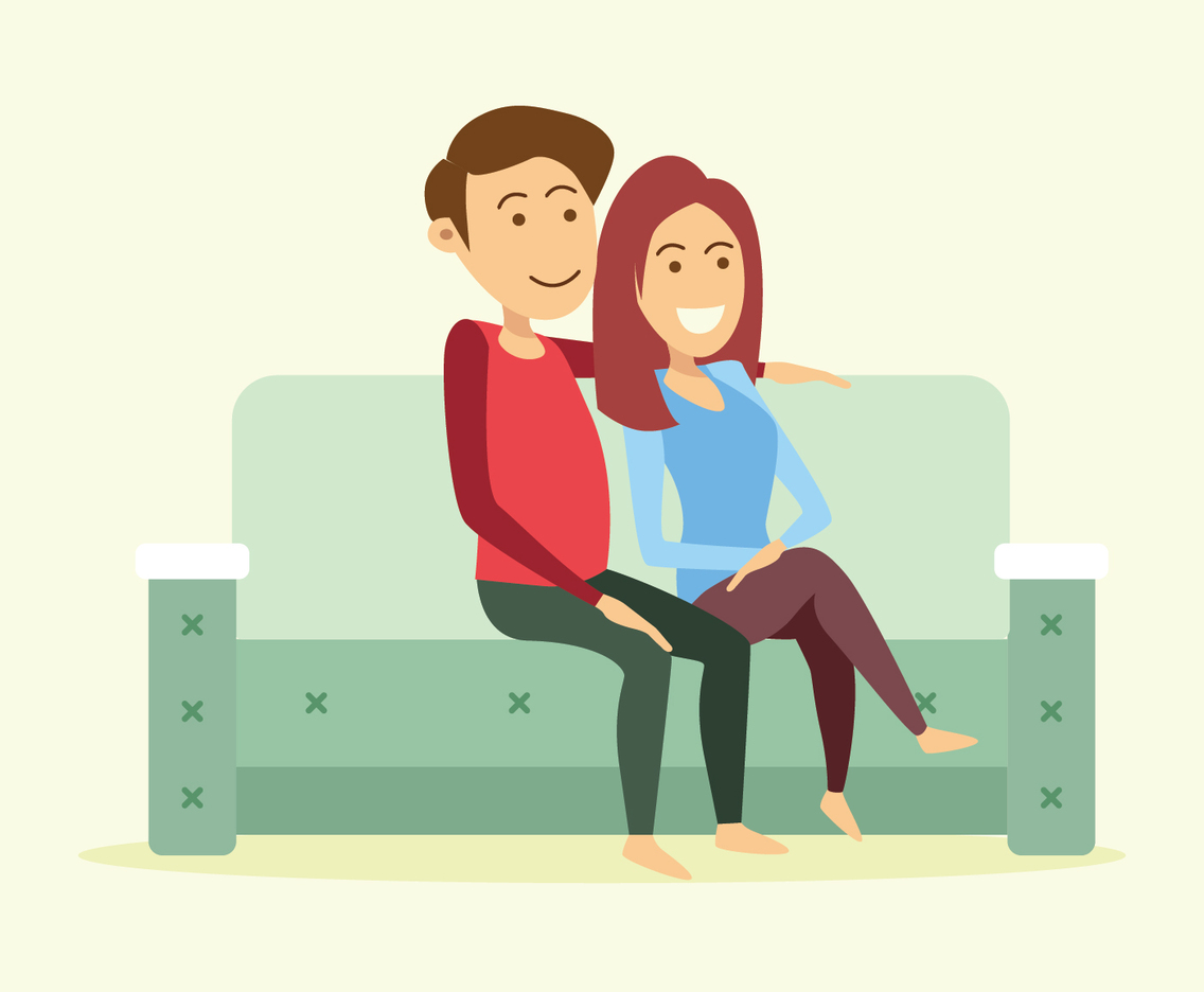 Couple on the couch illustration