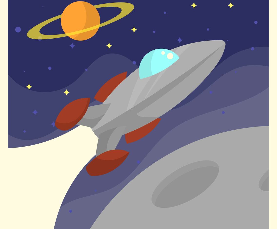 Vintage Spaceship Voyager Poster Vector Illustration