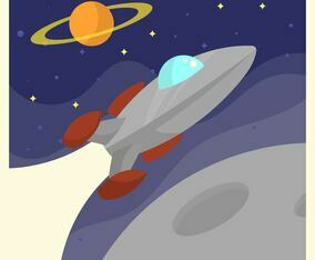 Vintage Spaceship Voyager Poster Vector Illustration