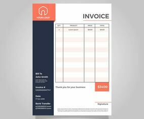 Flat Modern Minimalist Invoice Vector Template