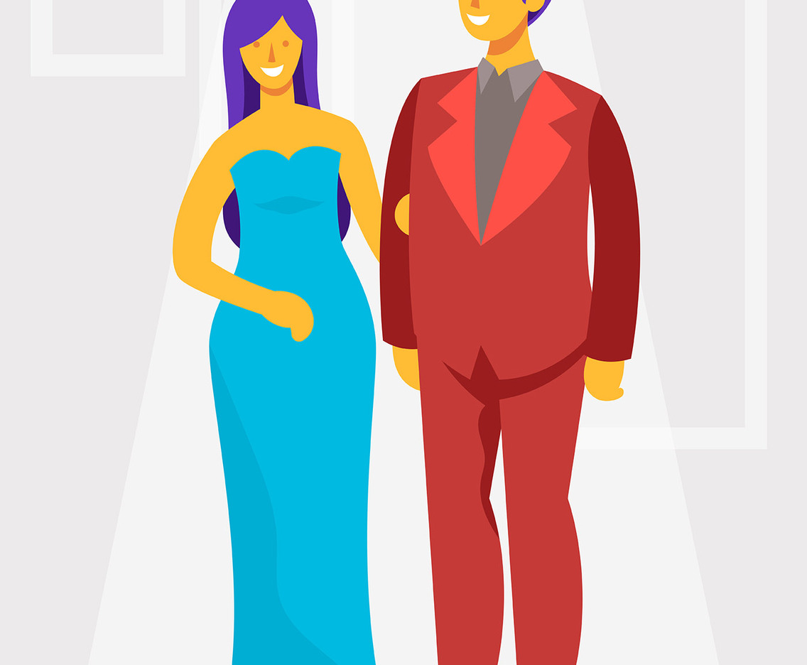 Couple In Formalwear Illustration