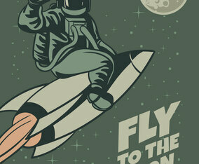 Vintage Moon Travel Poster