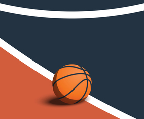 Basketball On The Court Vector Illustration