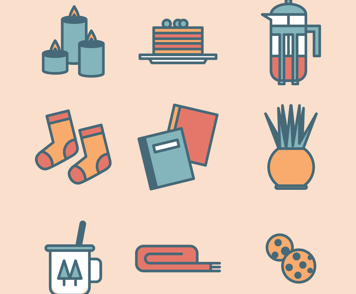 Outlined Cozy Set Of Icons