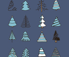 Doodled Vintage Christmas Trees