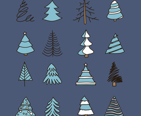 Doodled Vintage Christmas Trees