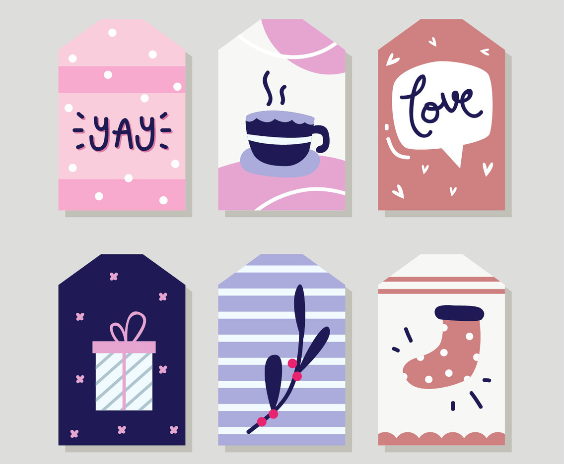 Winter Holiday Gift Tags Vector