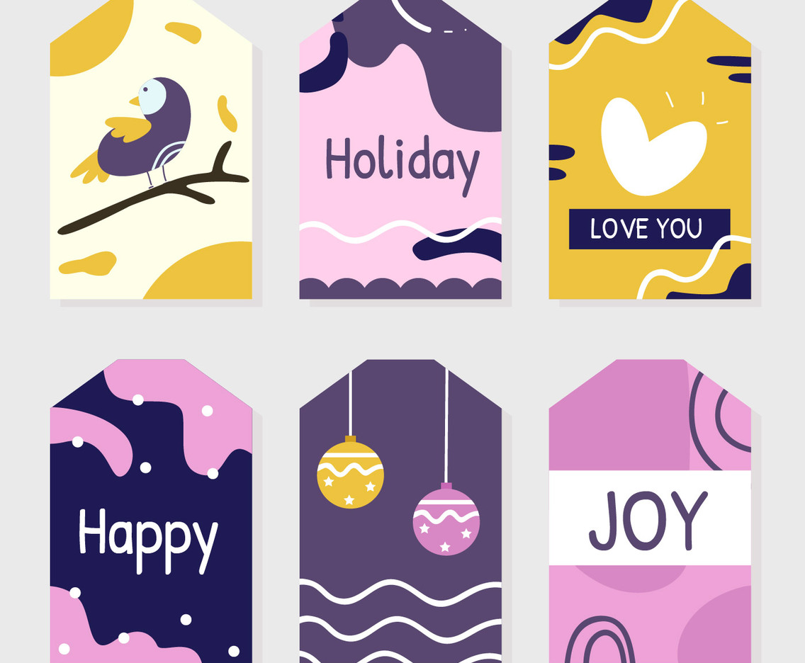 Winter Holiday Gift Tags Vector