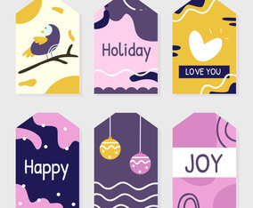 Winter Holiday Gift Tags Vector
