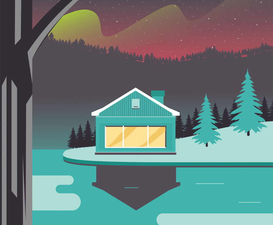 Modern Wood Cabin Vector Design