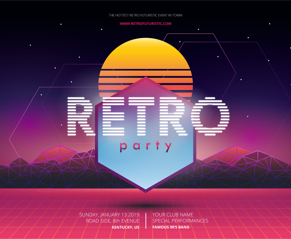 Retro Party and Gathering Poster Template