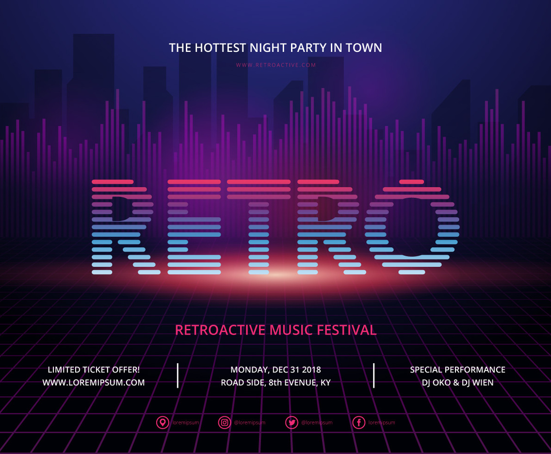 Retro Party and Gathering Poster Template