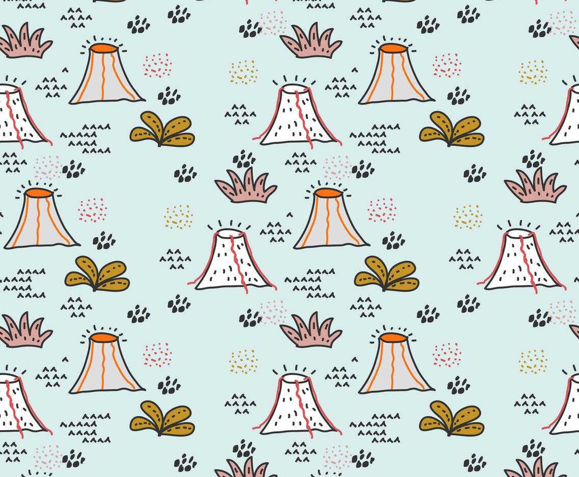 Volcano Doodle Pattern Vector