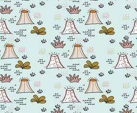 Volcano Doodle Pattern Vector