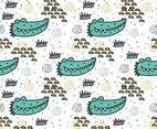 Crocodile Doodle Pattern Vector