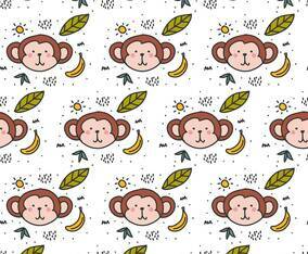 Monkey Doodle Pattern Vector