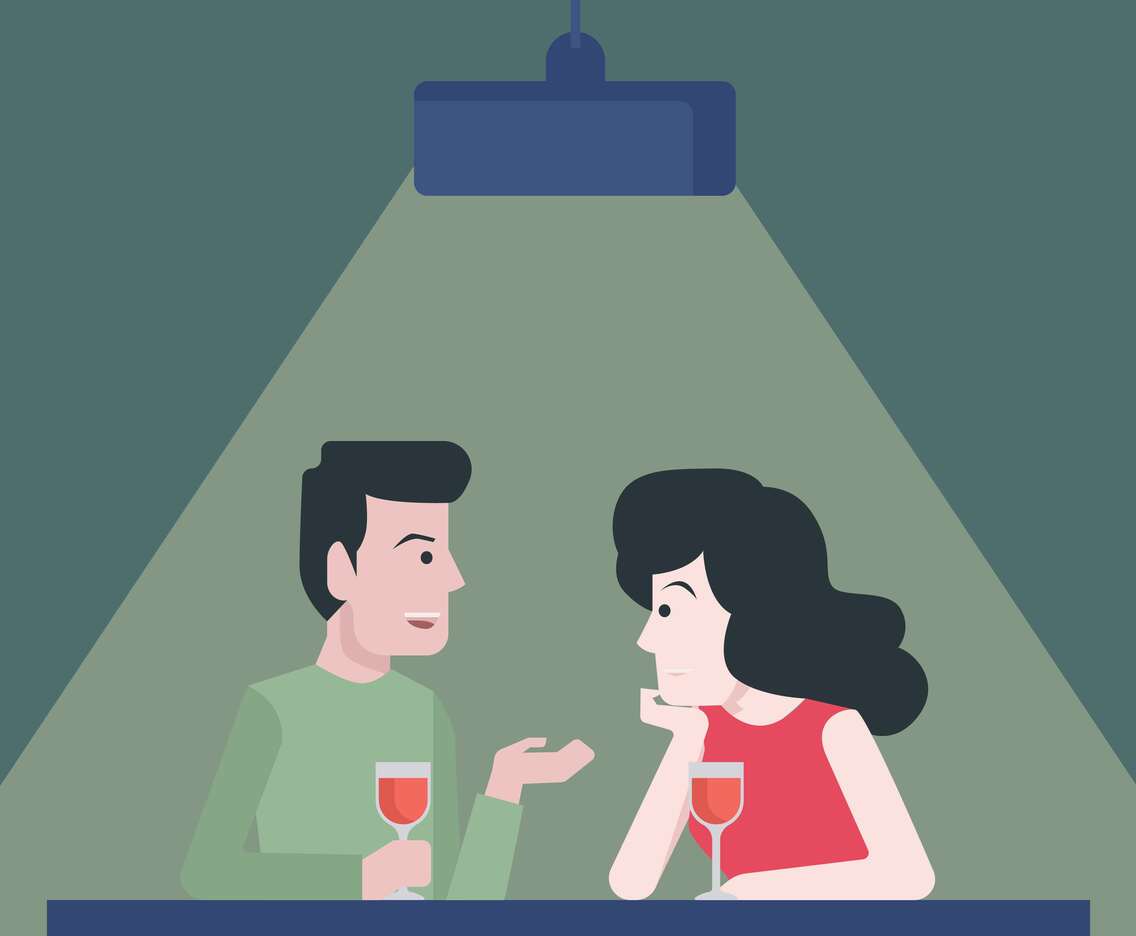 People Eating At Restaurant Vector Illustration