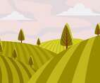 Vineyard Scenery First Person Vector Illustration