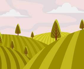 Vineyard Scenery First Person Vector Illustration