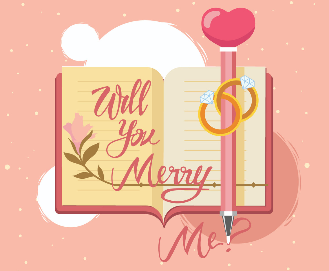Hand Drawing Lettering Marry Me on Diary