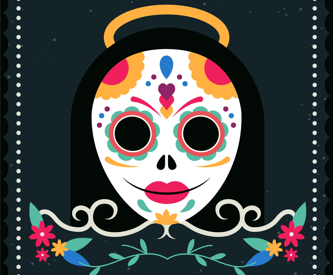 Vector Mexican Skull Mask Illustration