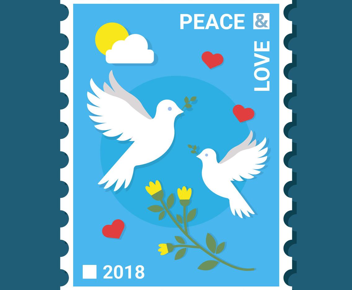 Peace and Love Stamps Vector