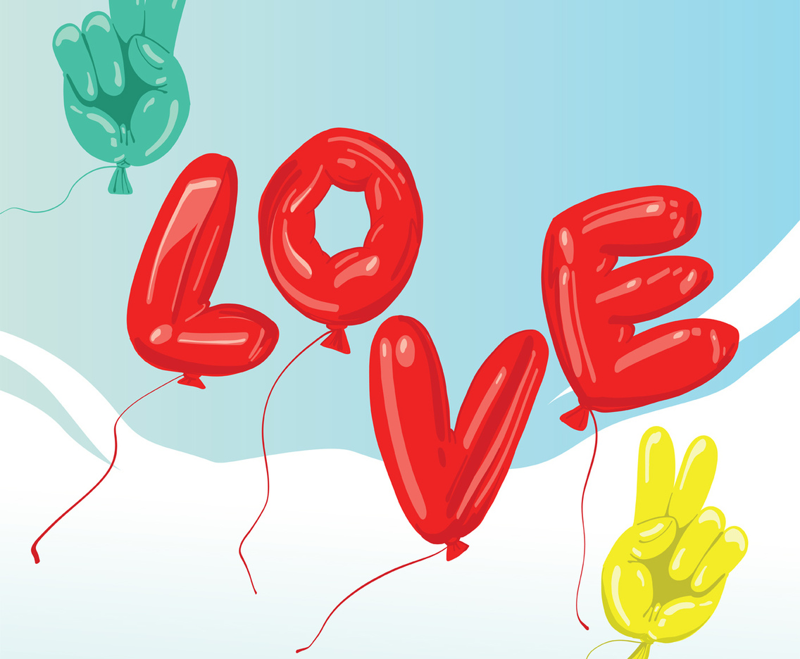 Peace and Love Balloon Vector Design