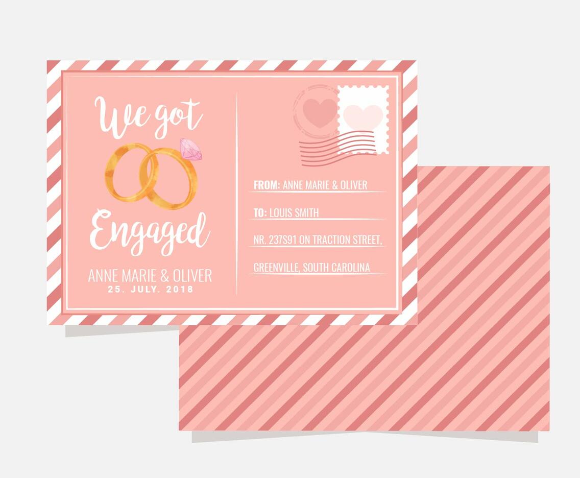 Vector Engagement Announcement Postcard