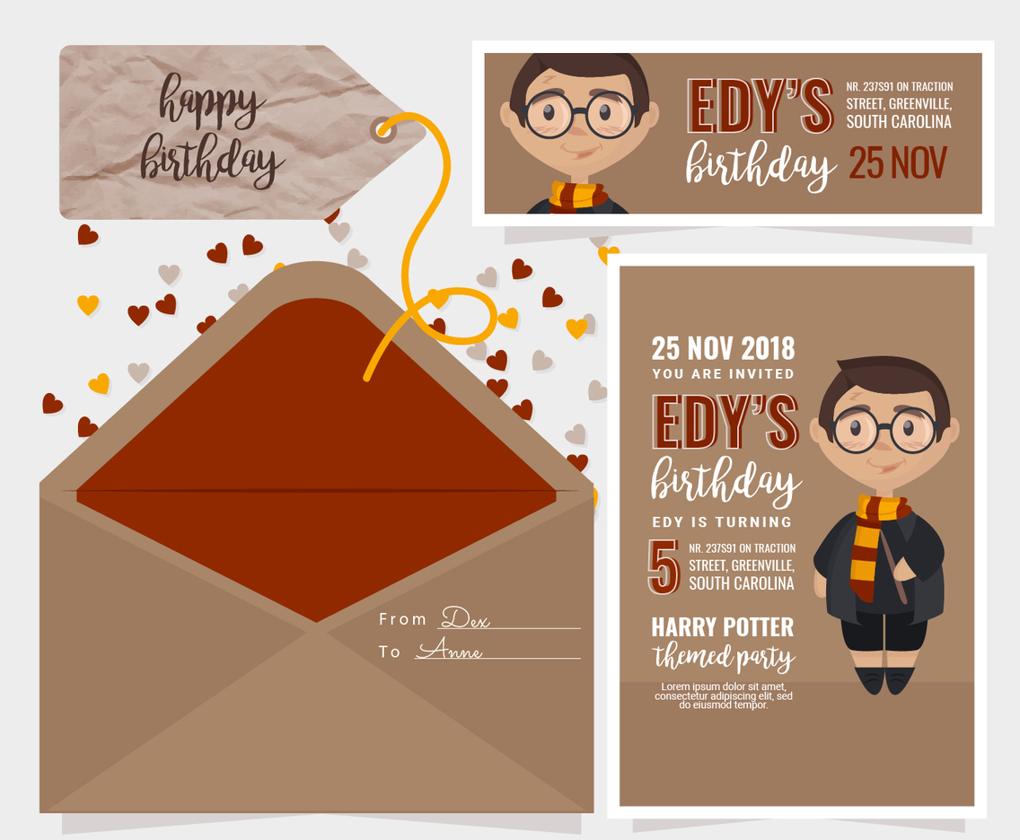 Vector Kids Birthday Invitation