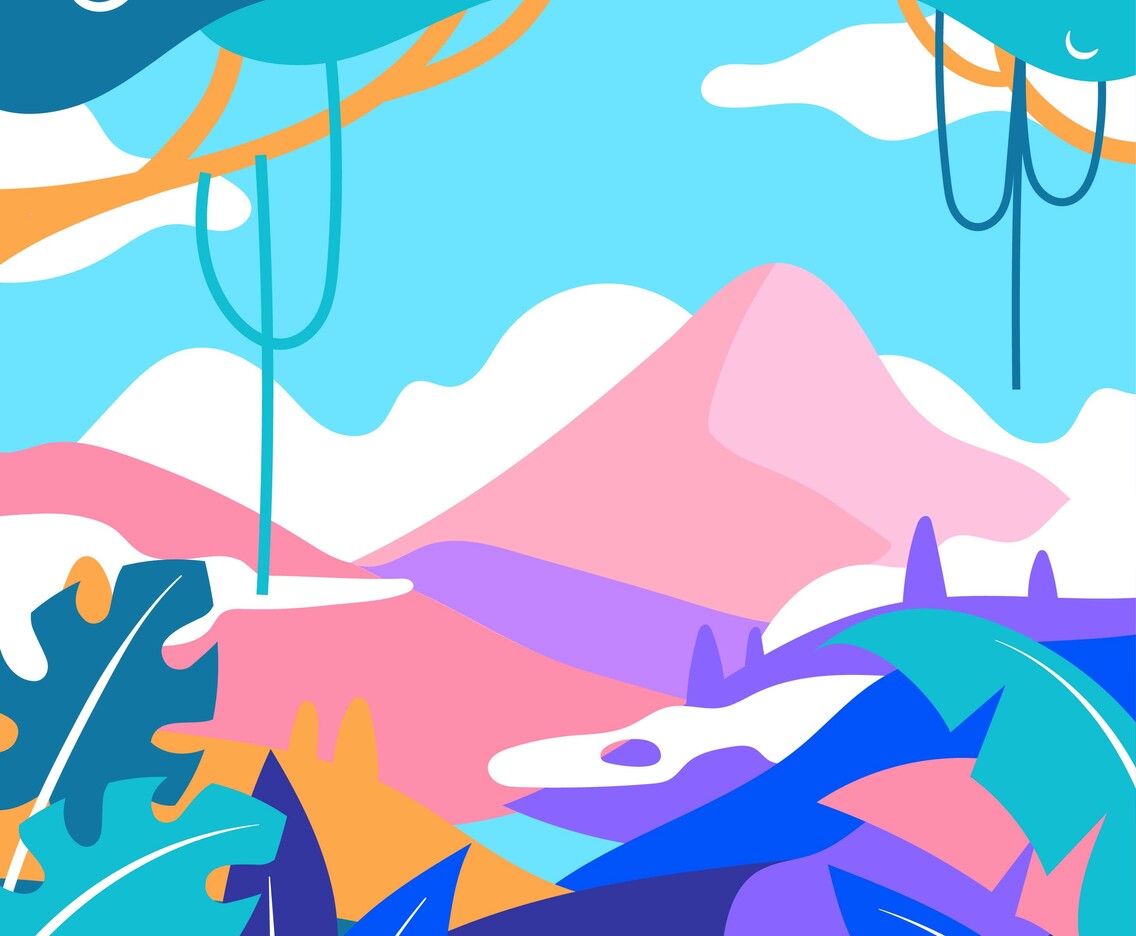 Mountain Landscape Pop Style Vector