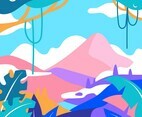 Mountain Landscape Pop Style Vector