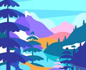 Mountain Landscape Pop Color Vector