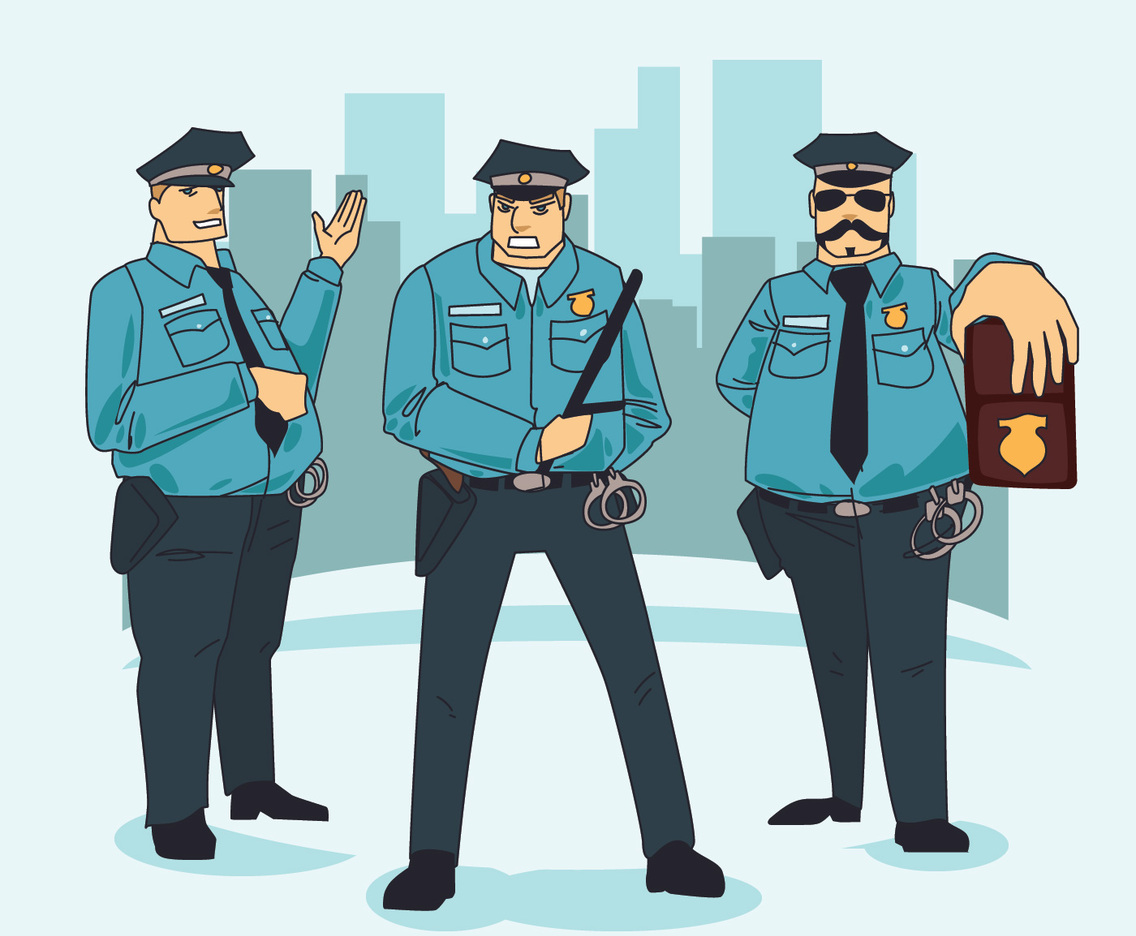Group of Police Officers Character