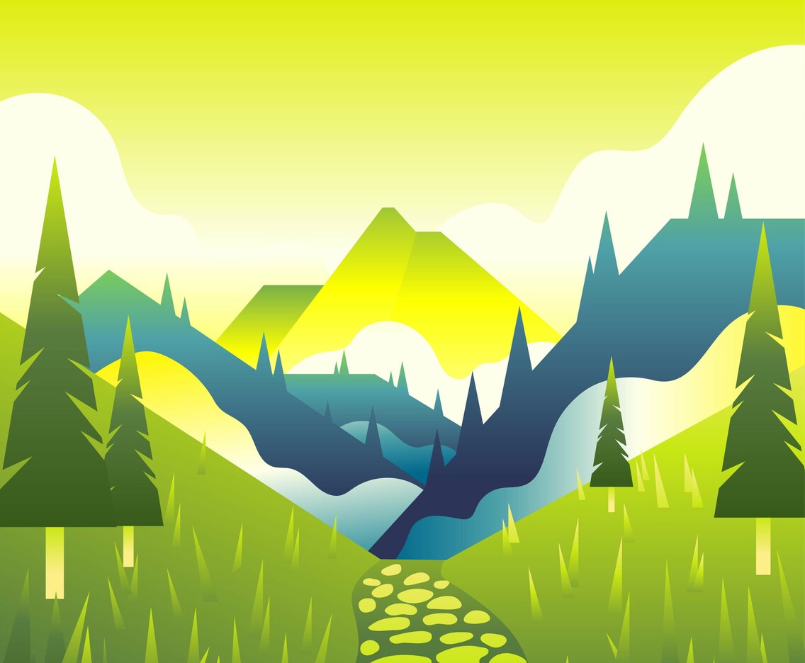 Mountain Path Landscape First Person View Vecto