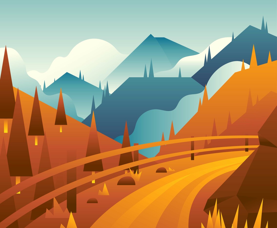 Mountain Path Landscape Vector