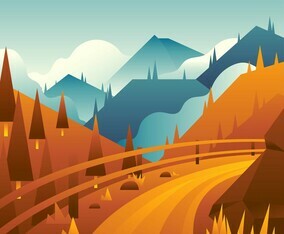 Mountain Path Landscape Vector