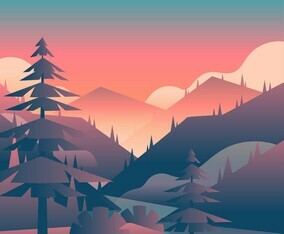 Mountain Sunset Landscape First Person View