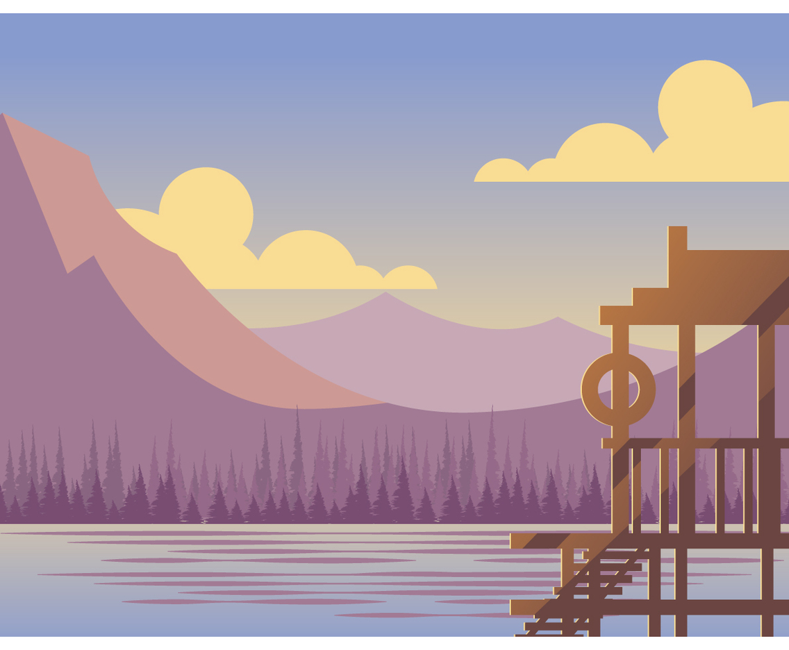 Small Cotage In Front of A Mountain Vector