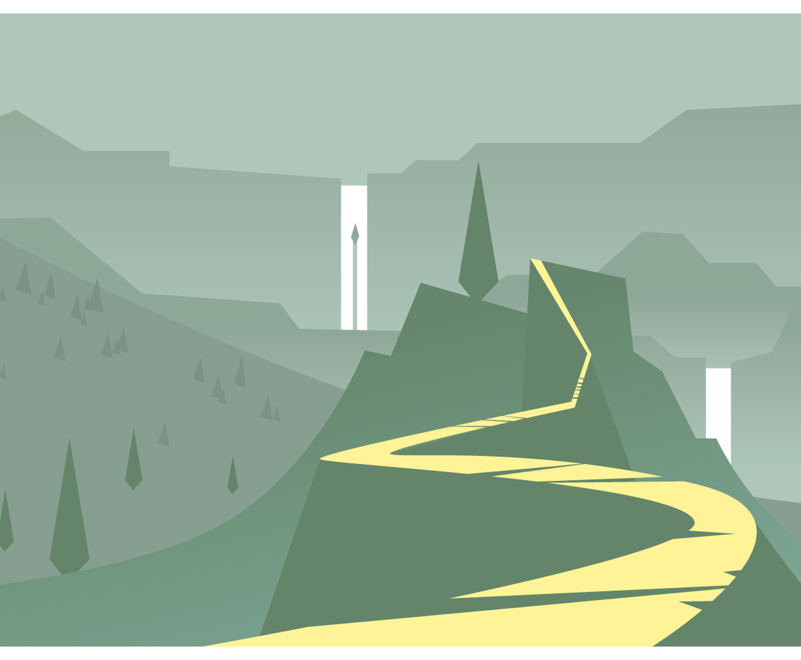 Mountain and Waterfall Vector