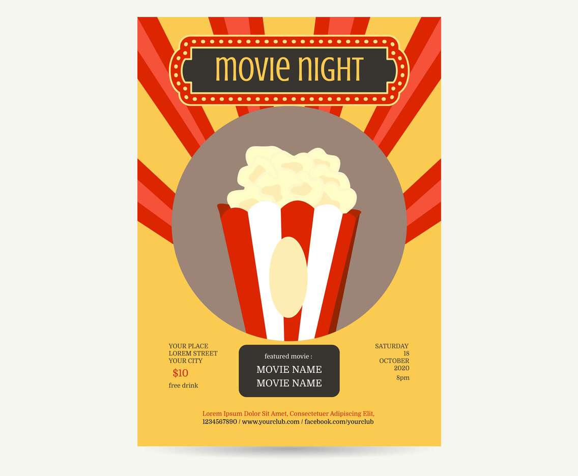 Movie Night Poster Vector Illustration