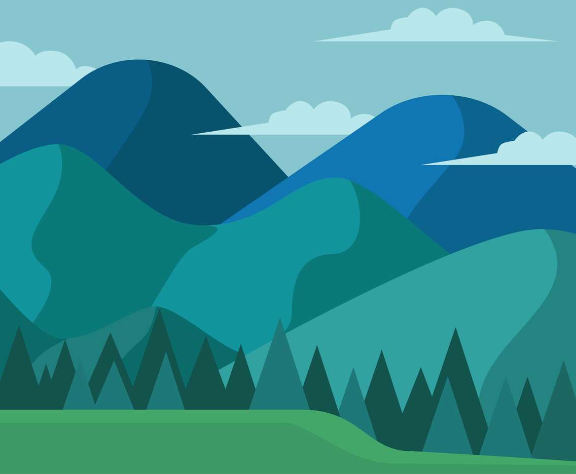 Mountain Landscape First Person Vector Illustration