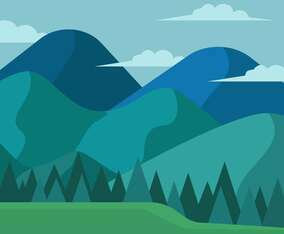 Mountain Landscape First Person Vector Illustration